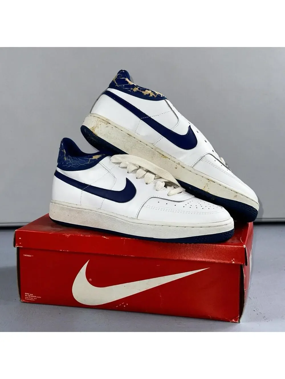 1983 Original Nike Sky Force 3/4 Sneaker White Blue 4114 Jordan OG Vintage Sz 10